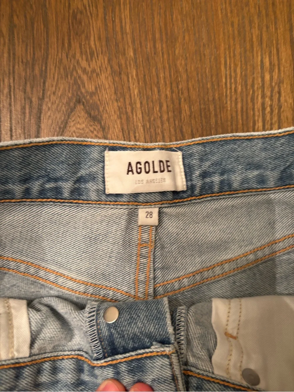 Agolde Light Wash Distressed High-Rise Jean Shorts